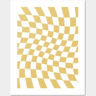 Twisted Checkered Square Pattern - Beige Tones Posters and Art